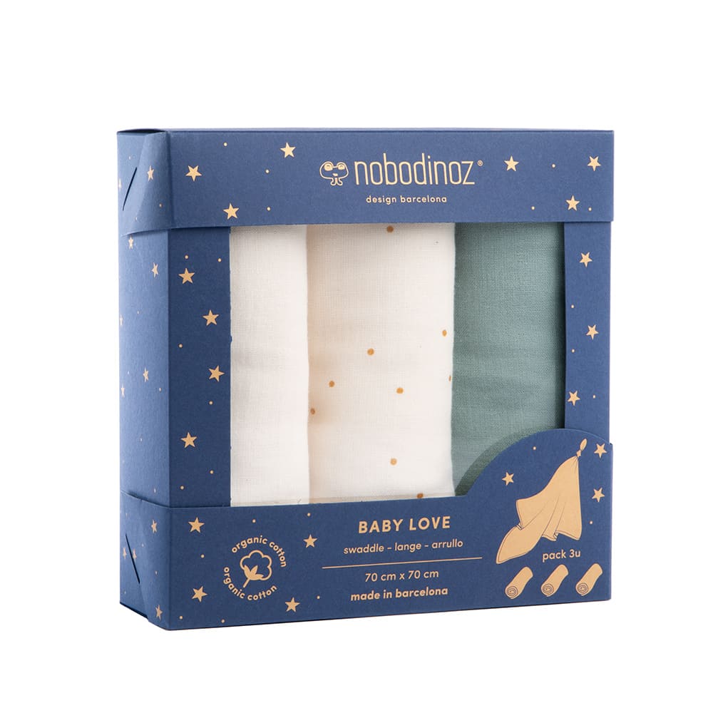 Set de 3 petits langes een green - Nobodinoz - 28€95