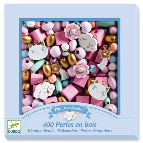 400 perles en bois arc-en-ciel