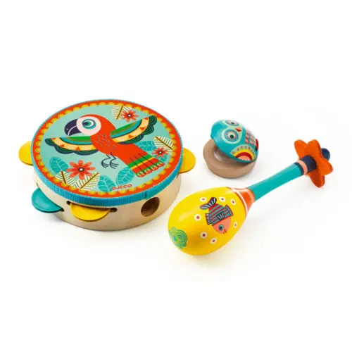 Set musical tambourin, maracas, castagnette animambo