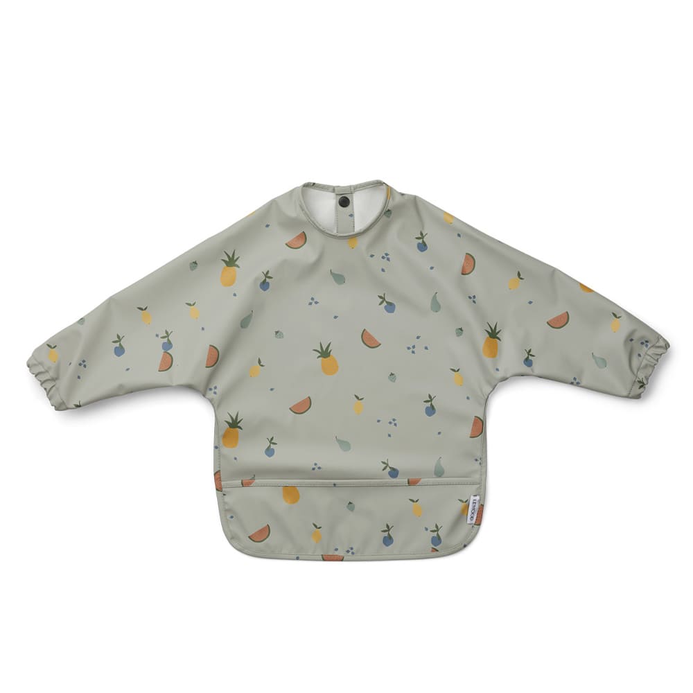 Bavoir à manches fruits dove blue - Liewood - 22€