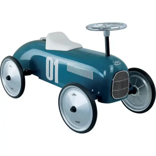 Porteur voiture vintage bleu pétrole