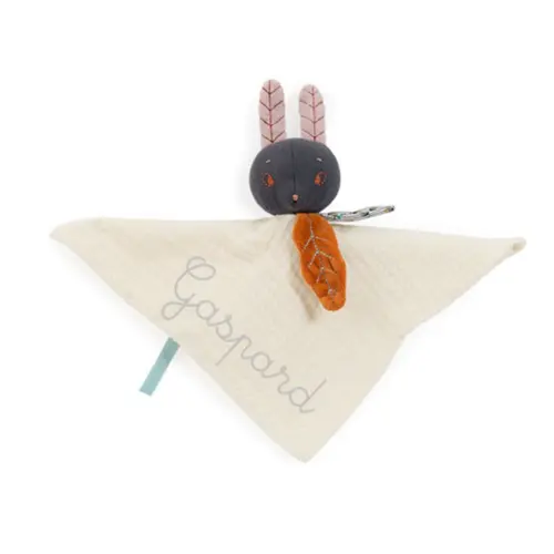 Doudou lapin crème à broder - Après la pluie