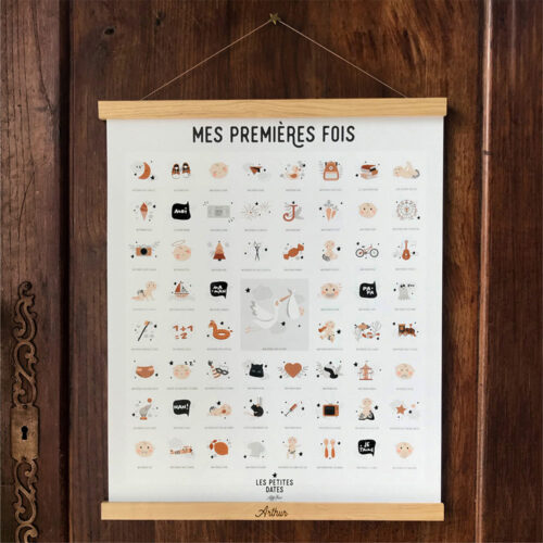 Affiche avec tampon et encre Mes premi&egrave;res fois - Peau claire - LES PETITES DATES