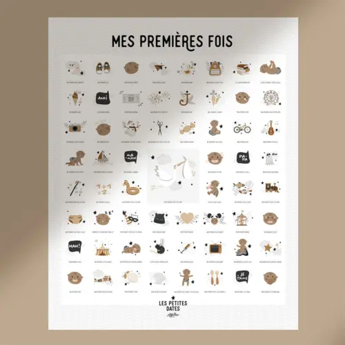 Affiche avec tampon et encre Mes premières fois - Peau foncée