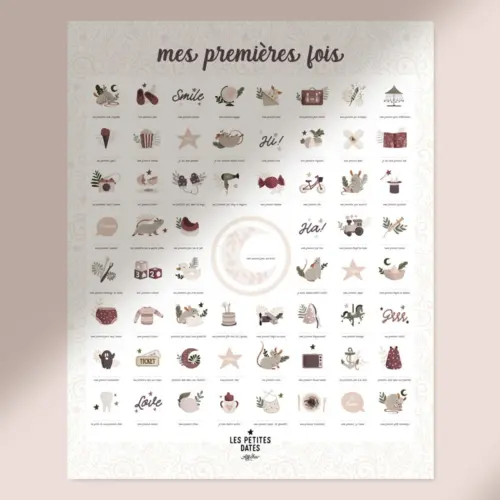 Affiche avec tampon et encre Mes premières fois - Souris Poudre