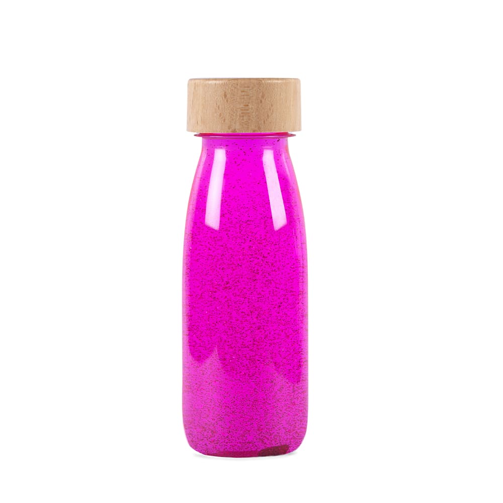 Bouteille sensorielle flottante rose fluo