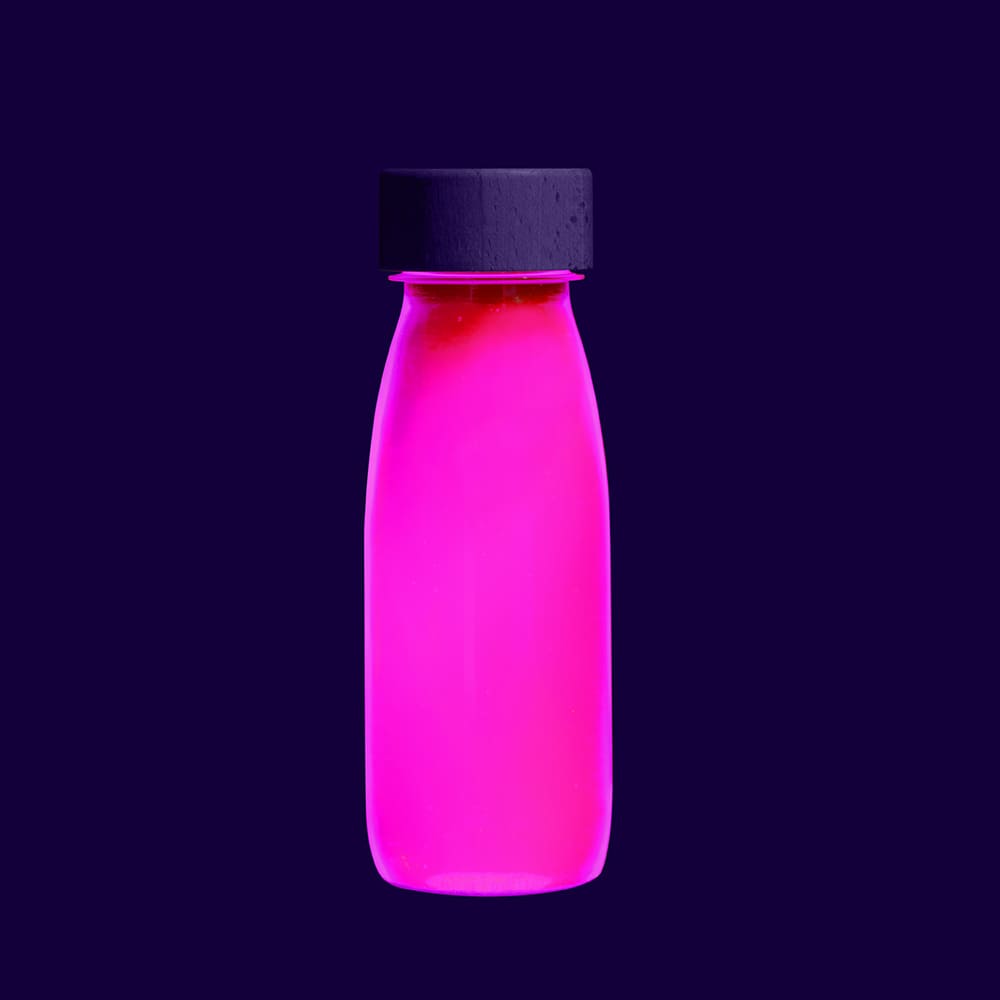Bouteille sensorielle flottante rose fluo – Image 2