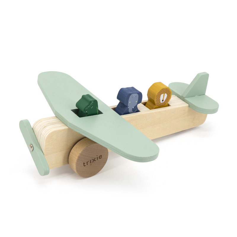 Avion animaux en bois