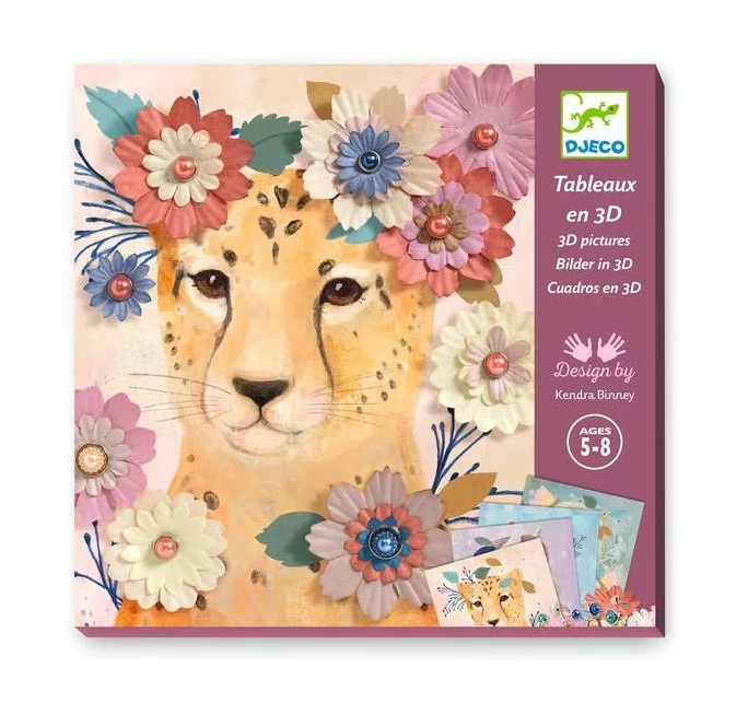 Tableau en 3d couronnes et fleurs