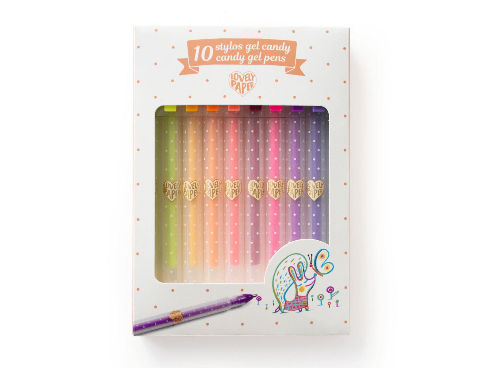 10 stylos gel candy