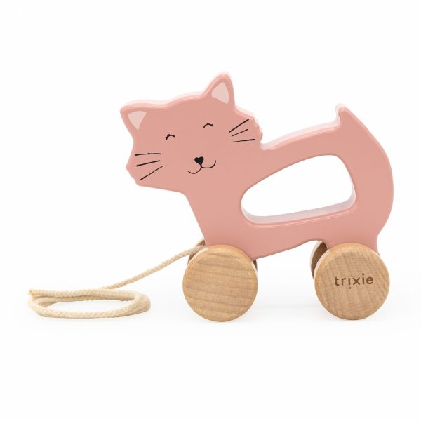 Jouet a tirer en bois mrs cat