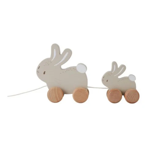 Jouet à Tirer lapin et bébé lapin