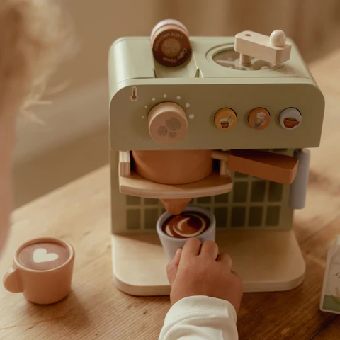 Machine a cafe en bois vert – Image 2