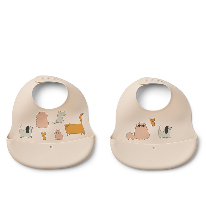 Lot de 2 bavoirs silicone cats and dogs
